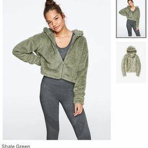 Pink Teddy Full Zip Crop Sz-M